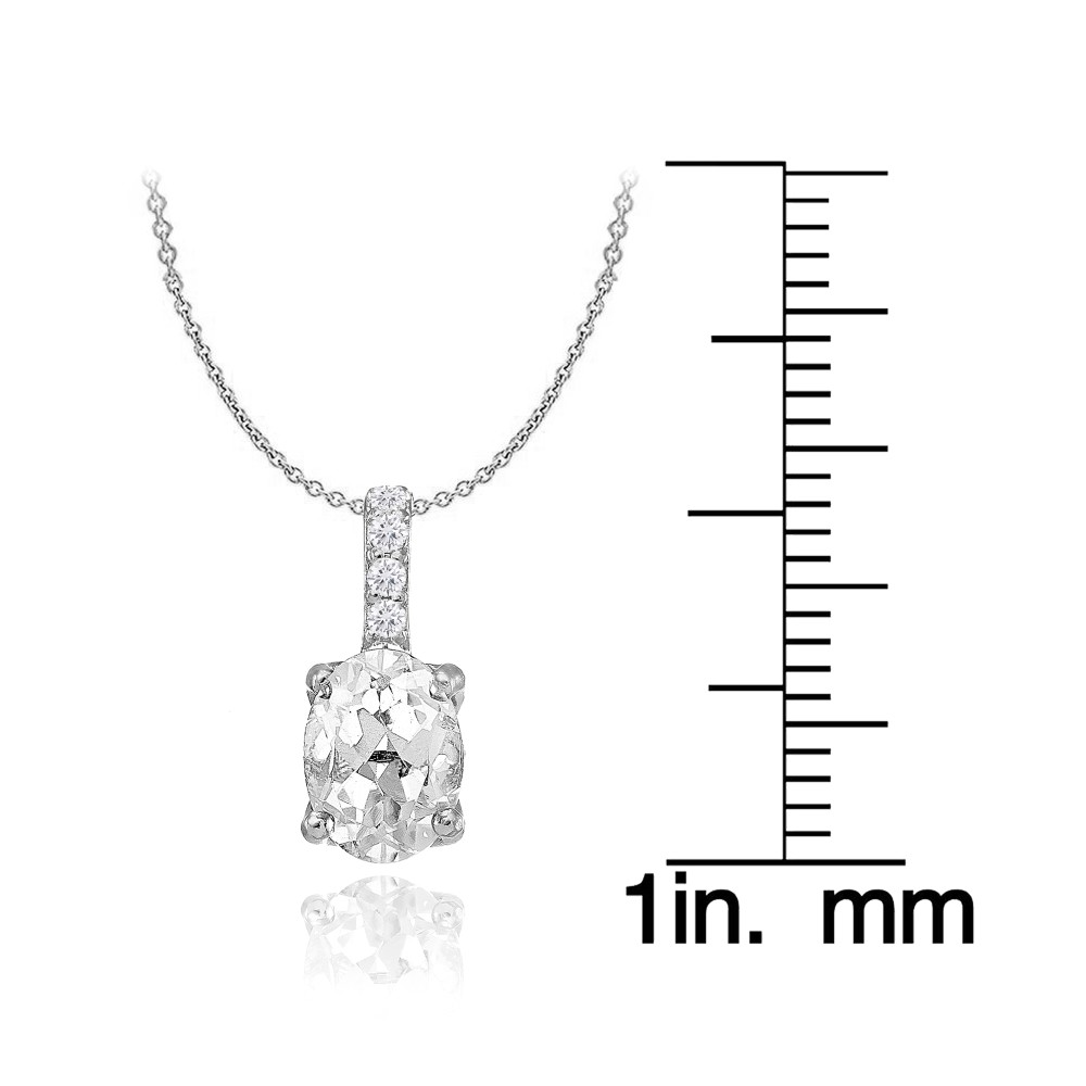 Oval Crown White Topaz Necklace in Sterling Silver