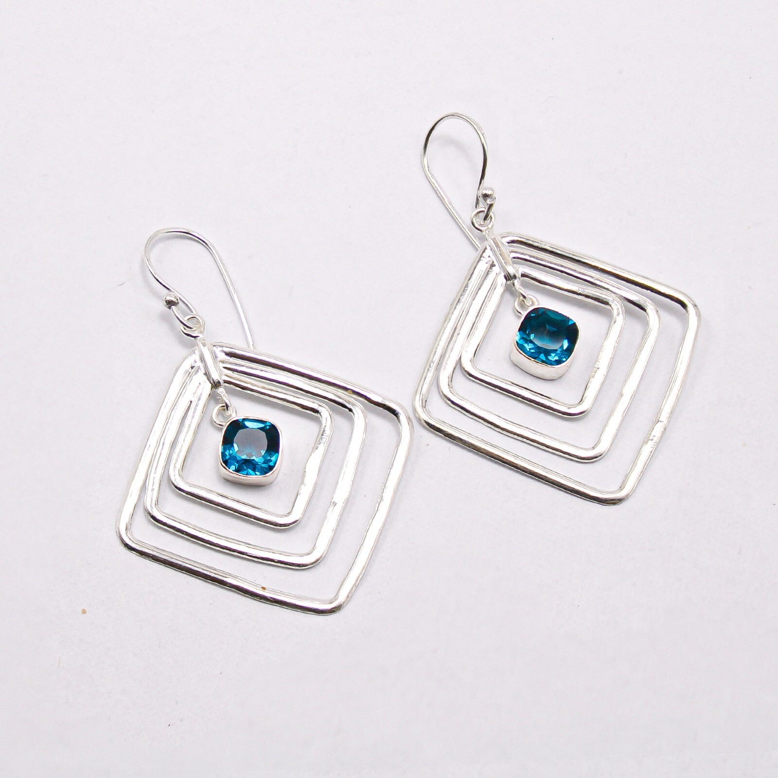 Apatite Drop/Dangle Earrings Handcrafted Silver Unique Gift Jewelry 2.44″