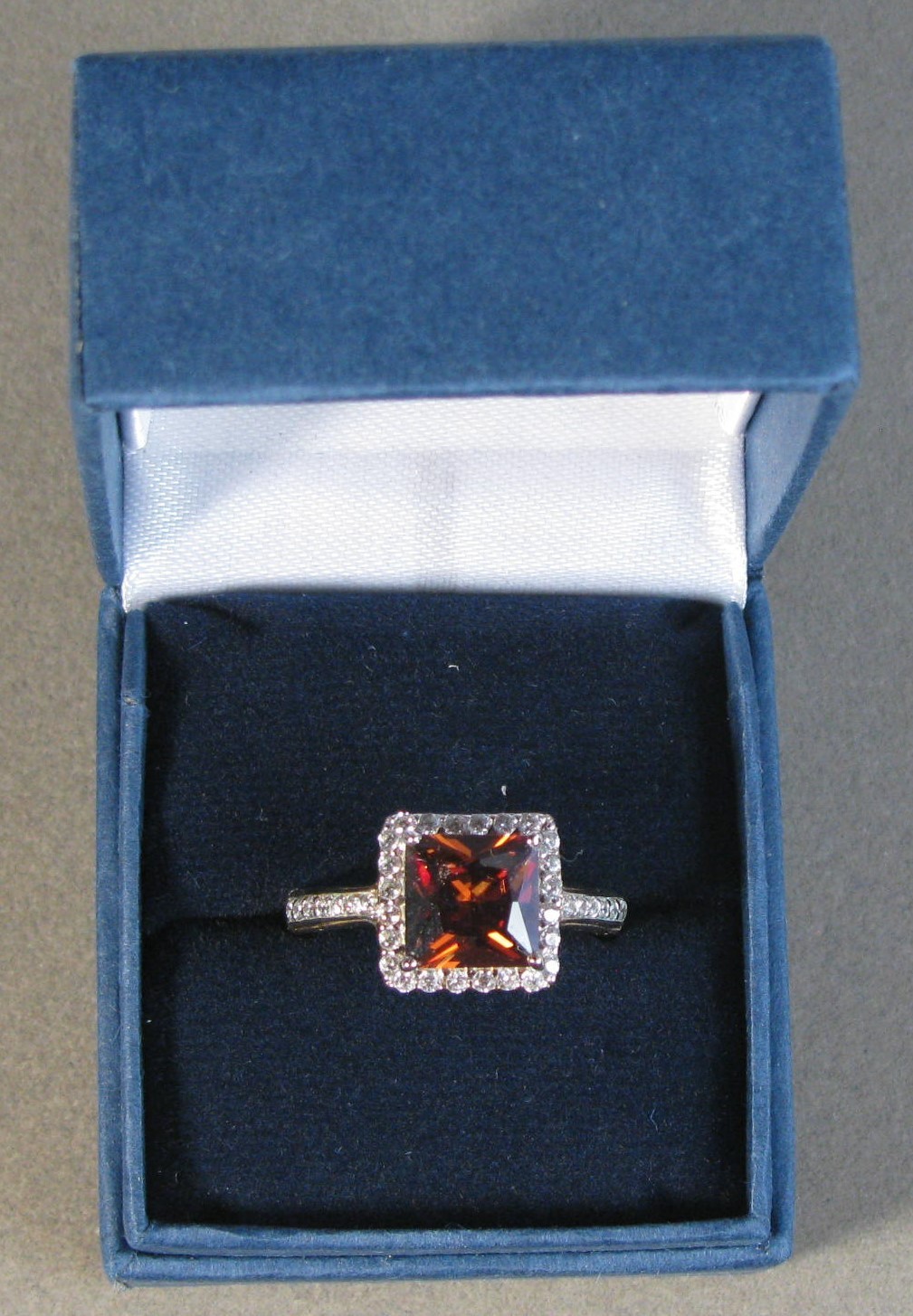 Pre-owned Sterling Silver 18KT Gold Plate Mocha CZ Ring 3.1g Size 10 BGE #B183