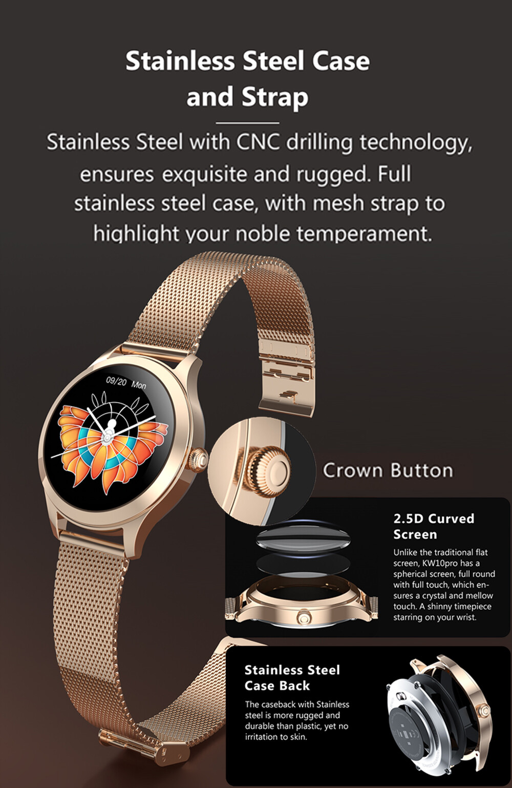 Women Girls Female Bluetooth Smart Watch Fitness Watch Steps Counter Wristwatch