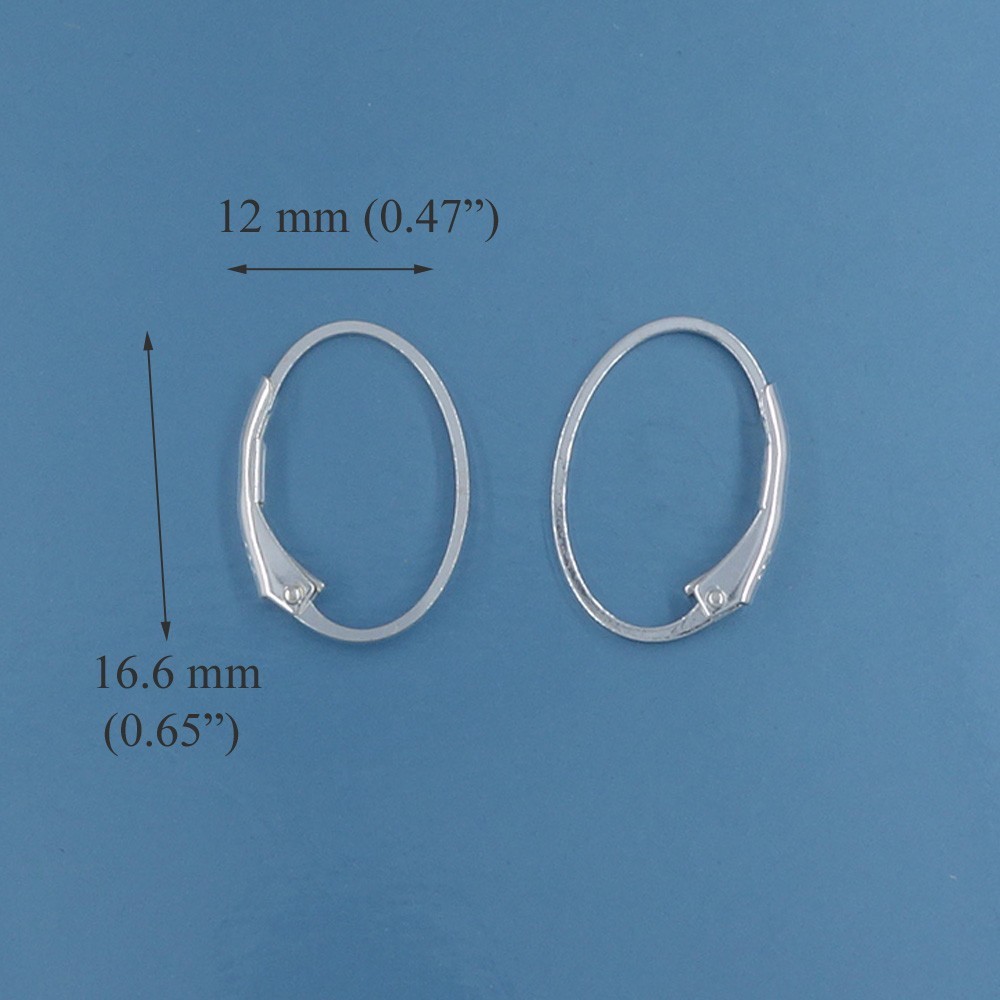 2 Sterling Silver Oval Interchangeable Leverback Ear Wire Earrings #33592