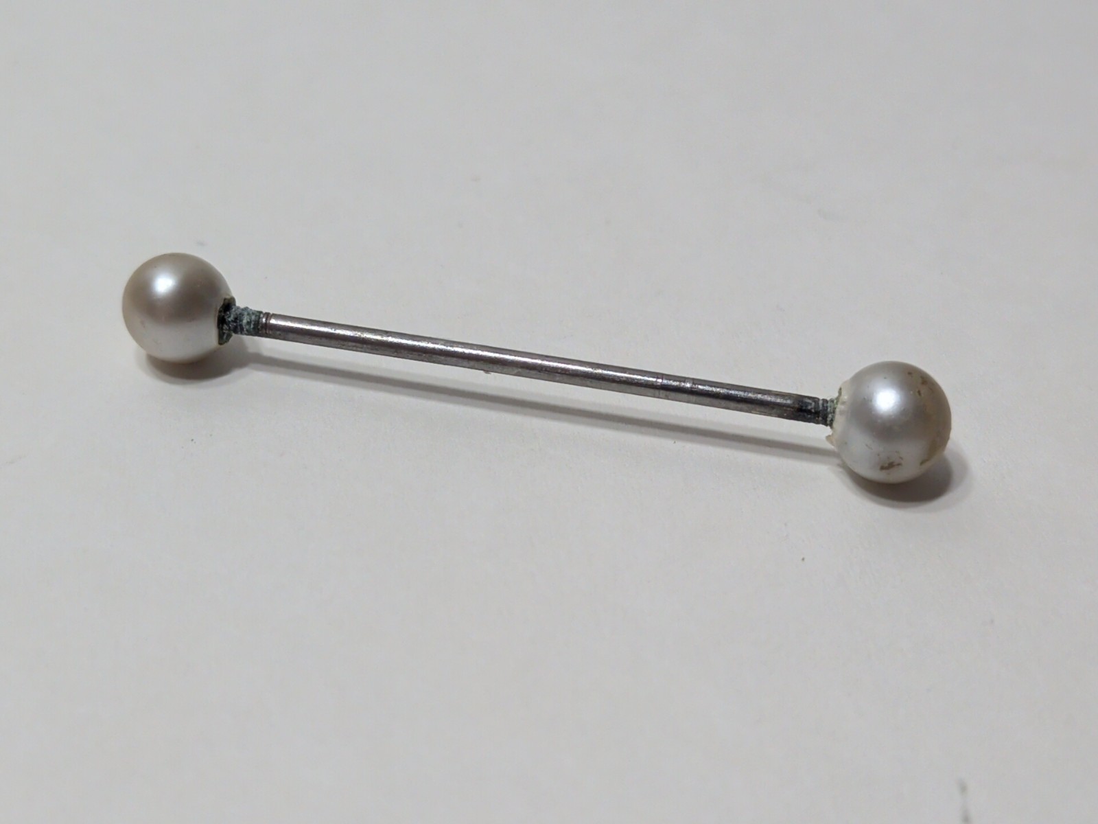 ✨VINTAGE✨ 1¾” Gray Ball Ends, Screw Type, Silver Tone Collar Bar – Cant Unscrew