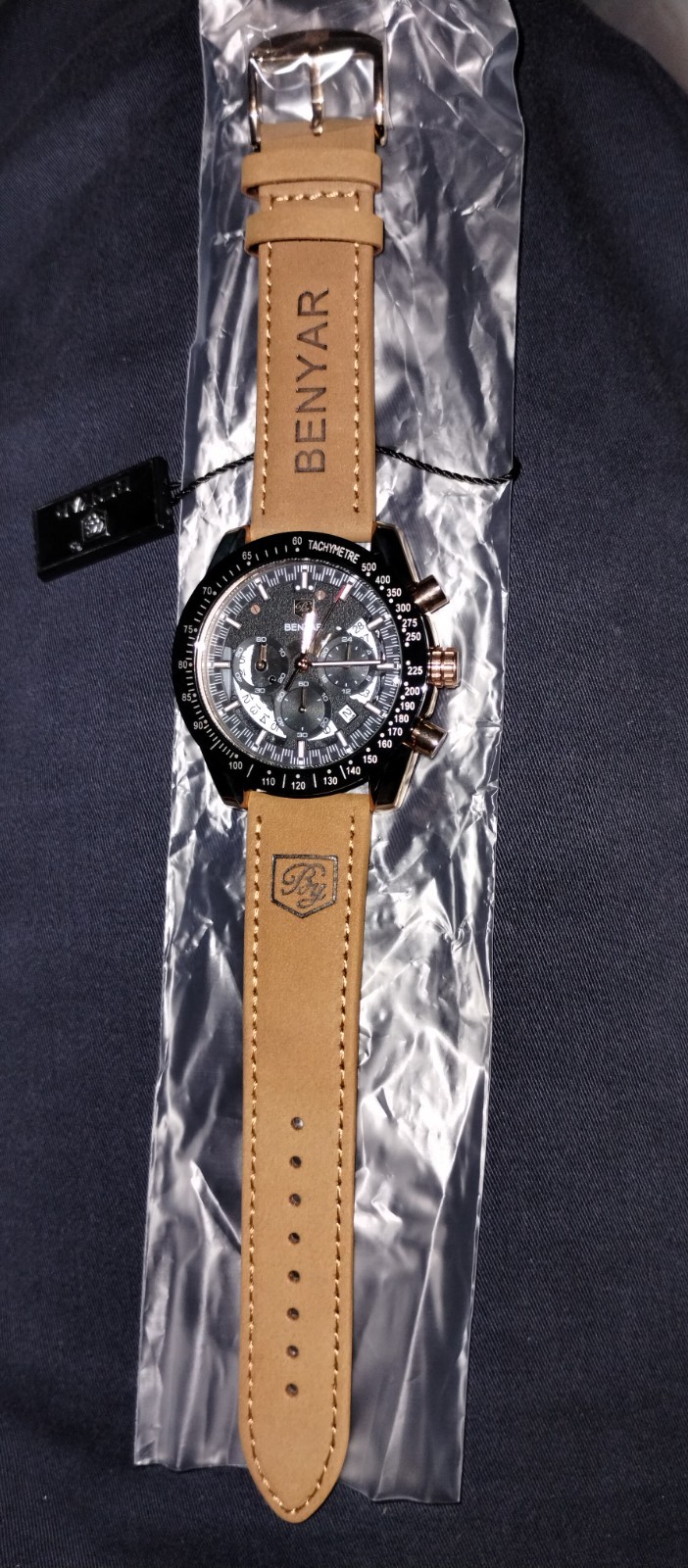 Benyar mens watch unisex L-Golden Black luxury Coffee look NEW