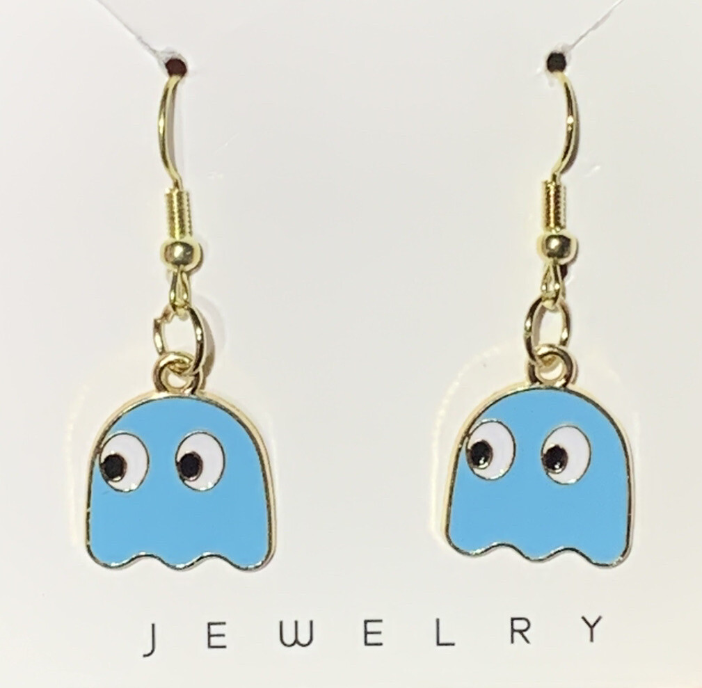 Gold Ghost From Pac-Man & Ghost Drop Dangle Earrings!!