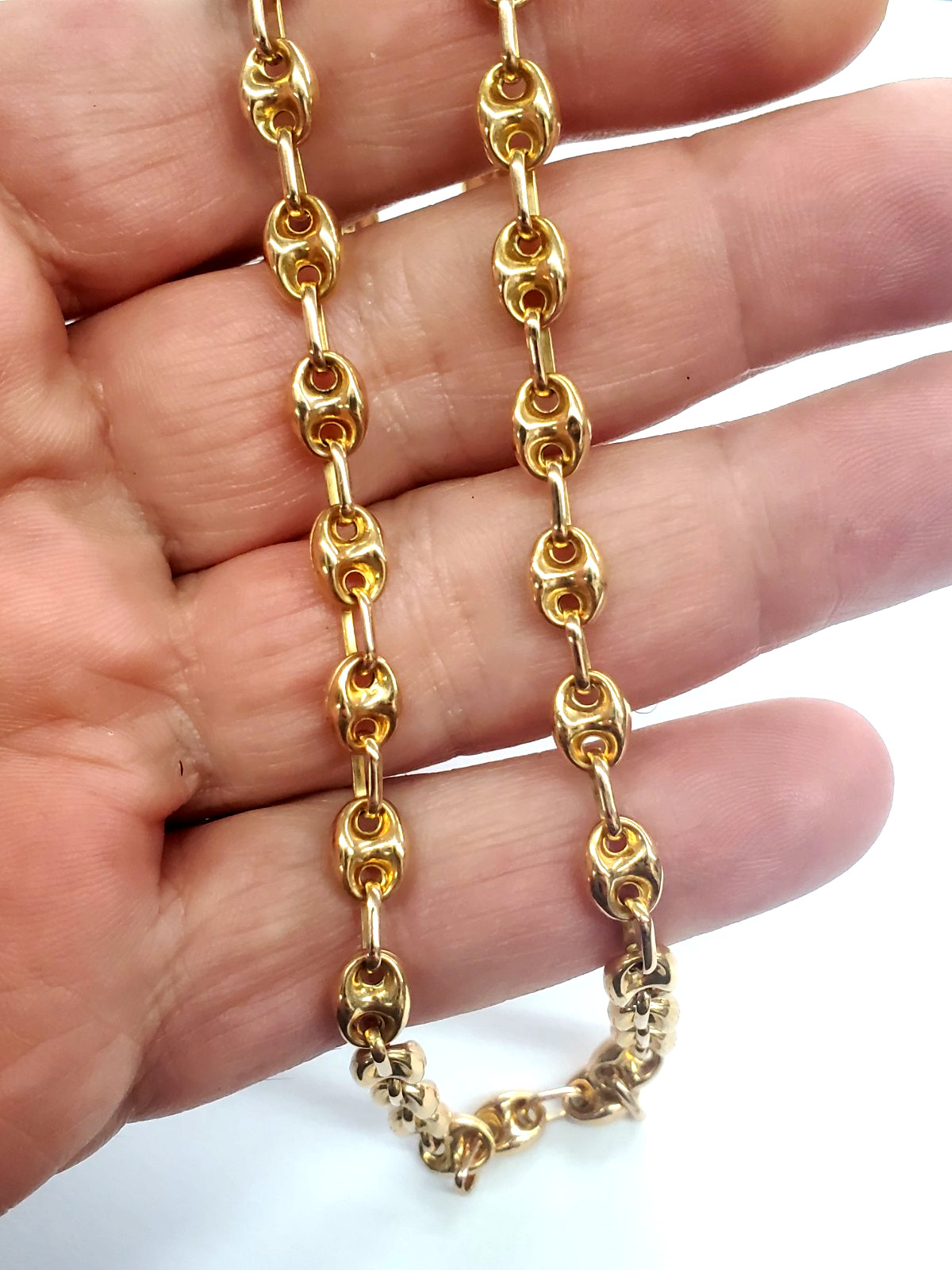 14K Yellow Gold 16-1/4″ Puffed Anchor/Mariner Chain -14.1 grams