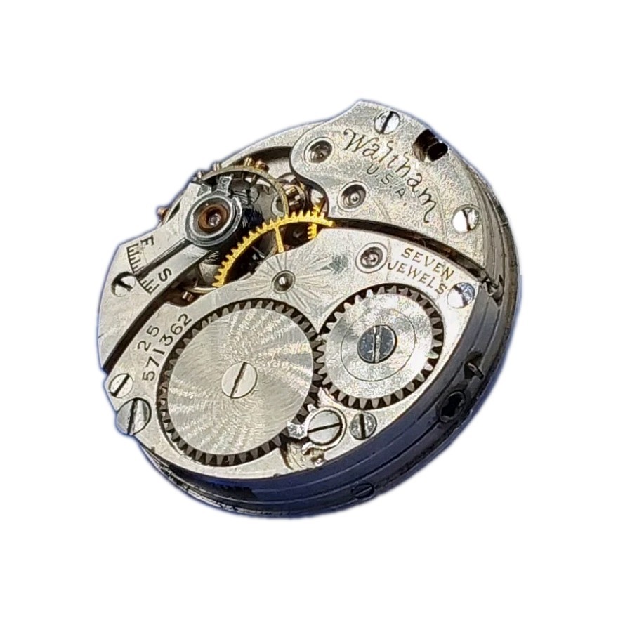 Waltham No 461 10L Movement Sunk Metal Dial Hands Watch Parts 2060
