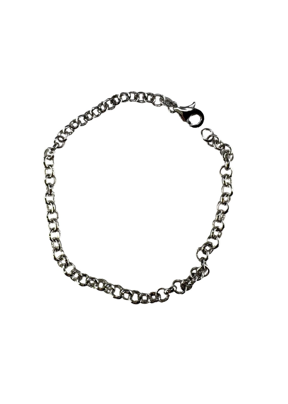 925 Sterling Silver Rolo Chain Bracelet 4mm Round Link Belcher 190mm 5.83g