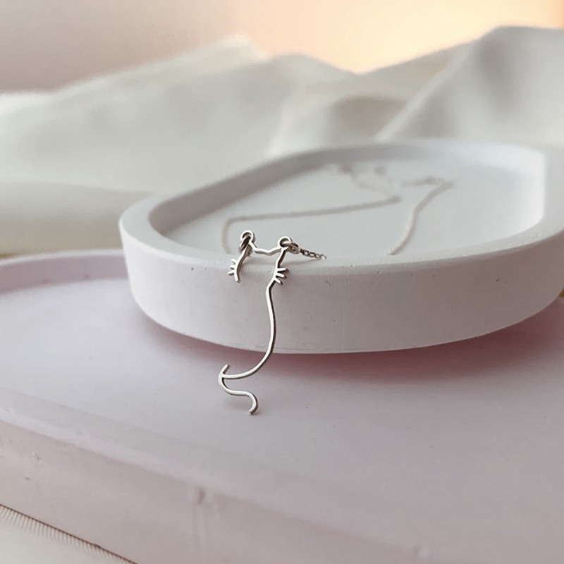 Dainty Cute Kitty Cat Necklace for Women Pendant Stainless Steel Jewelry