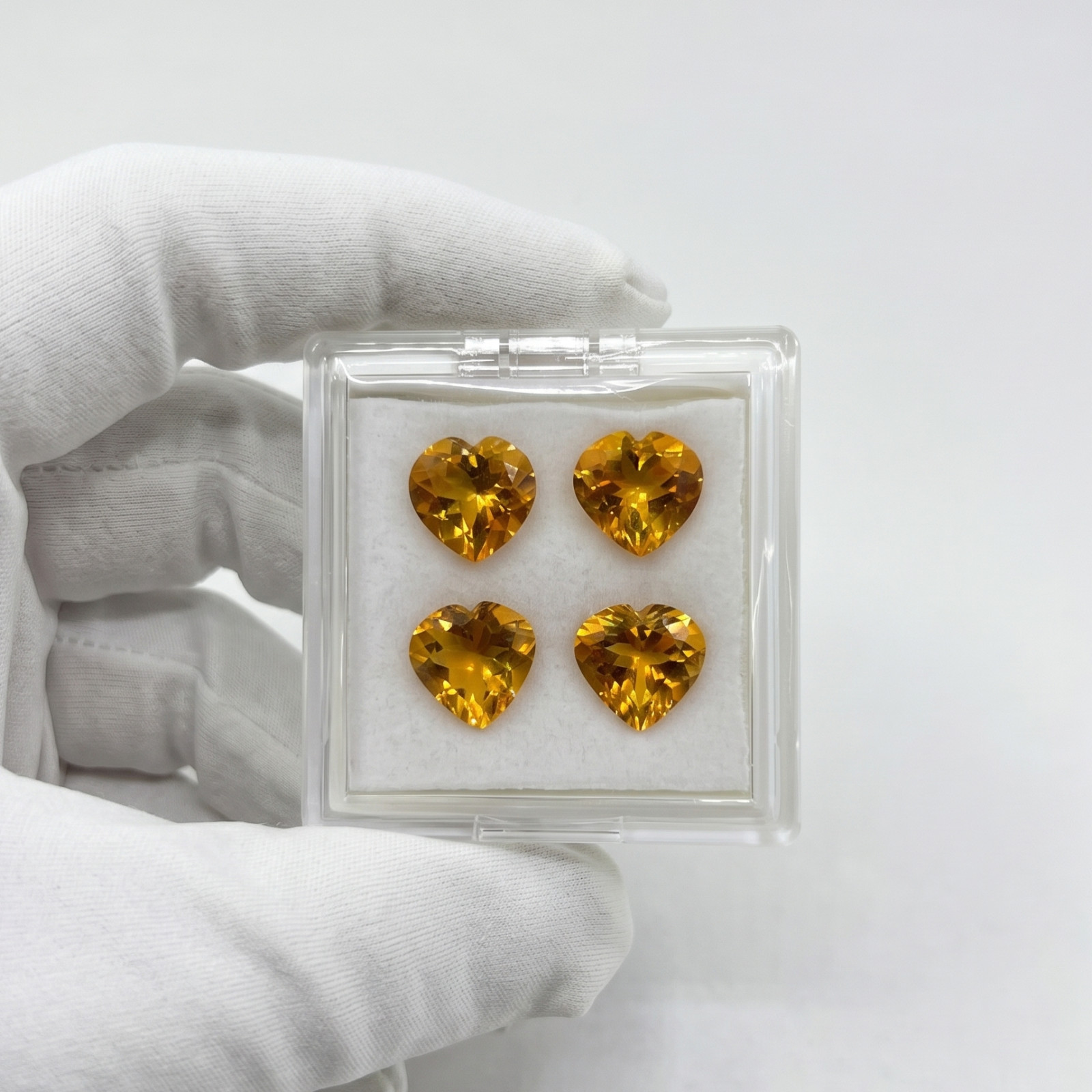 Natural Citrine 11 MM Heart Faceted Cut 4 Pcs Lot Yellow Gemstone 15.56 Cts.