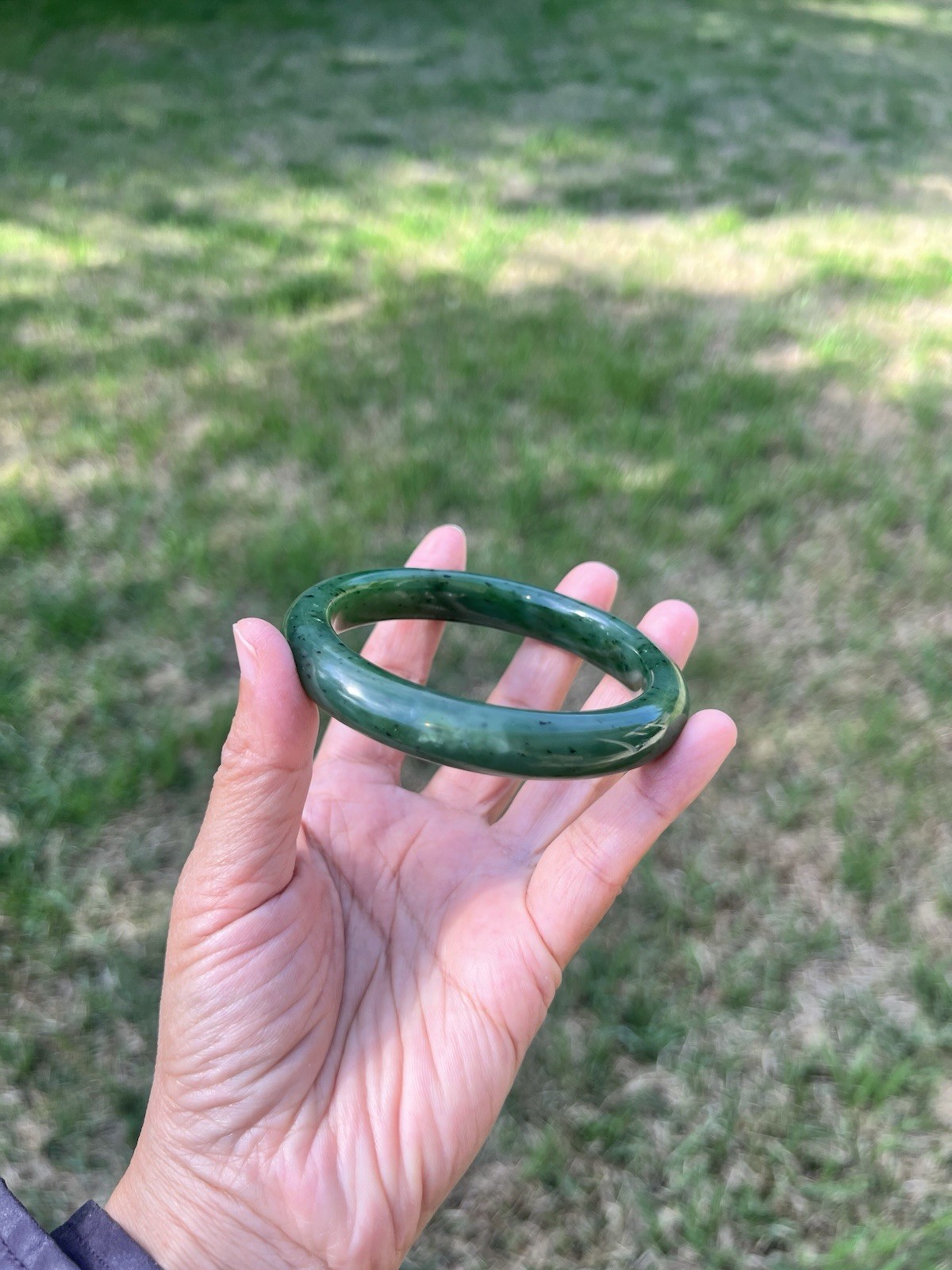 XXL 63.5mm Genuine Green Nephrite Jade Bangle Bracelet B729 2