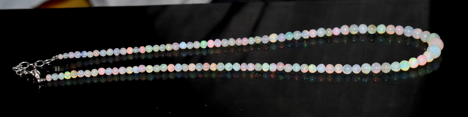 16″Natural Ethiopian Opal Wello Fire Opal Gemstone Beads Necklace Jewelry A0764