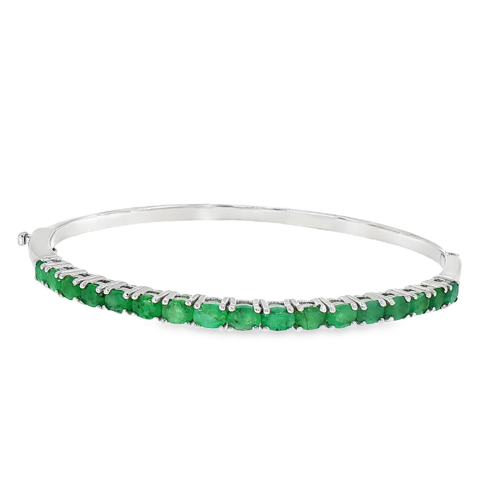Emerald Gemstone 925 Sterling Silver 65x4mm Oval Bangle Bracelet Top Rich Green