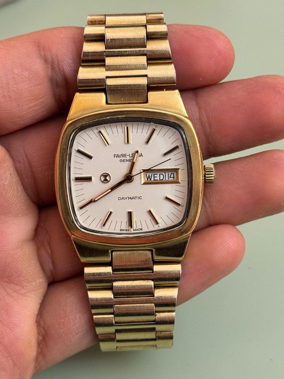 Vintage Favre-Leuba Geneve Automatic Daymatic Swiss mint condition
