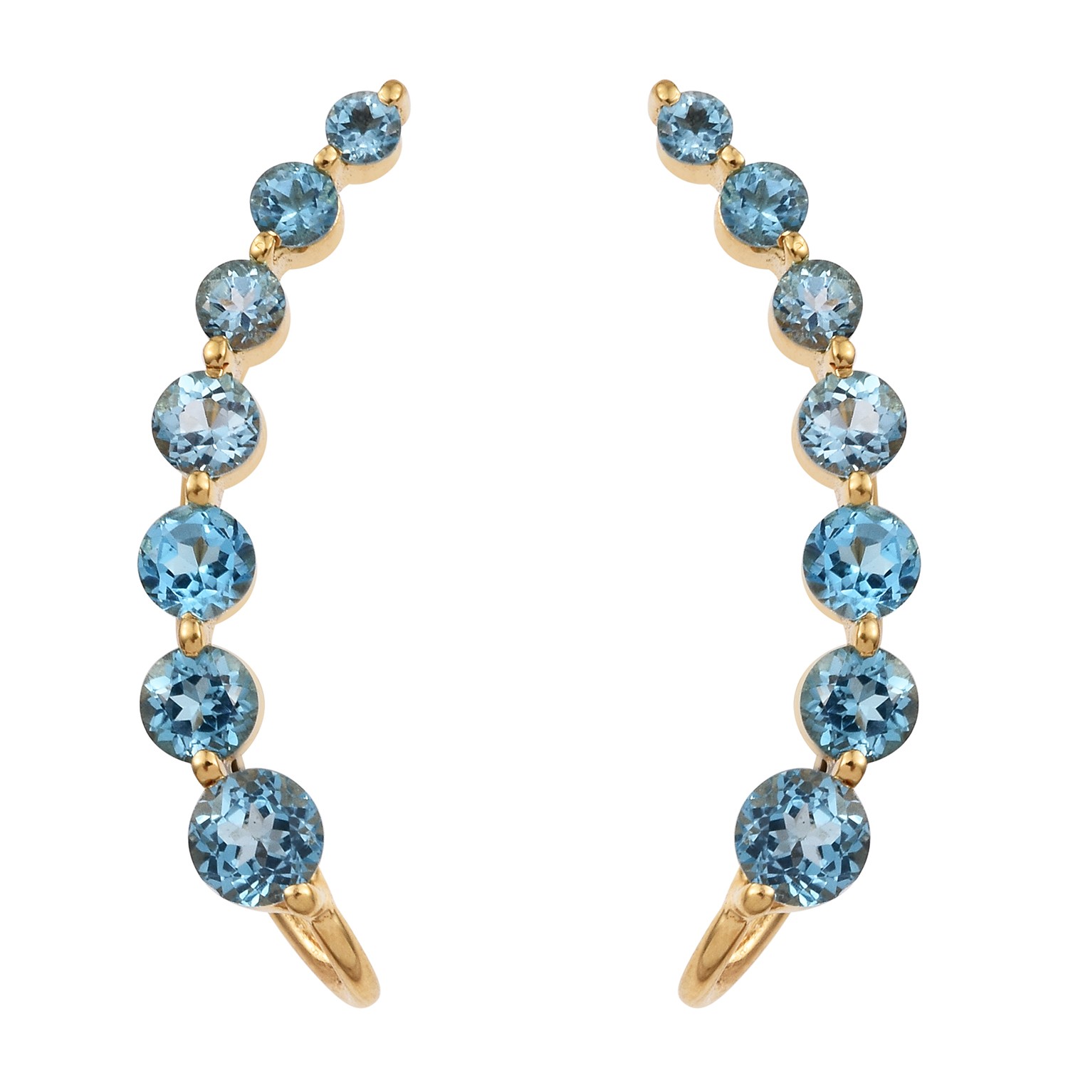 Yellow Gold Rhodium Plated 925 Sterling Silver Earrings With Natural Swiss Blue