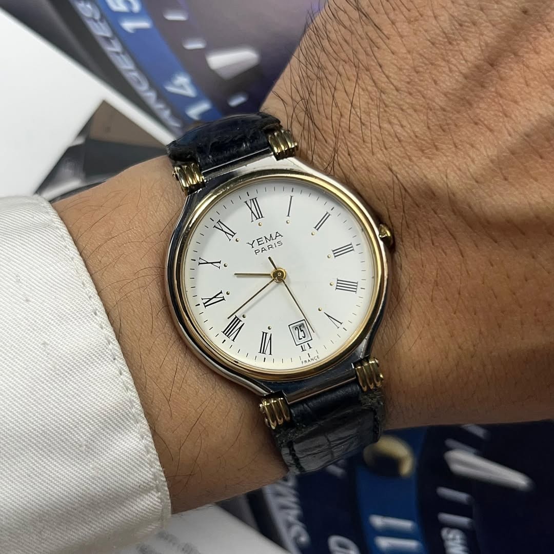 Rare YEMA Paris Dress Watch Unisex Dual Tone Roman Index Dress Watch Classic
