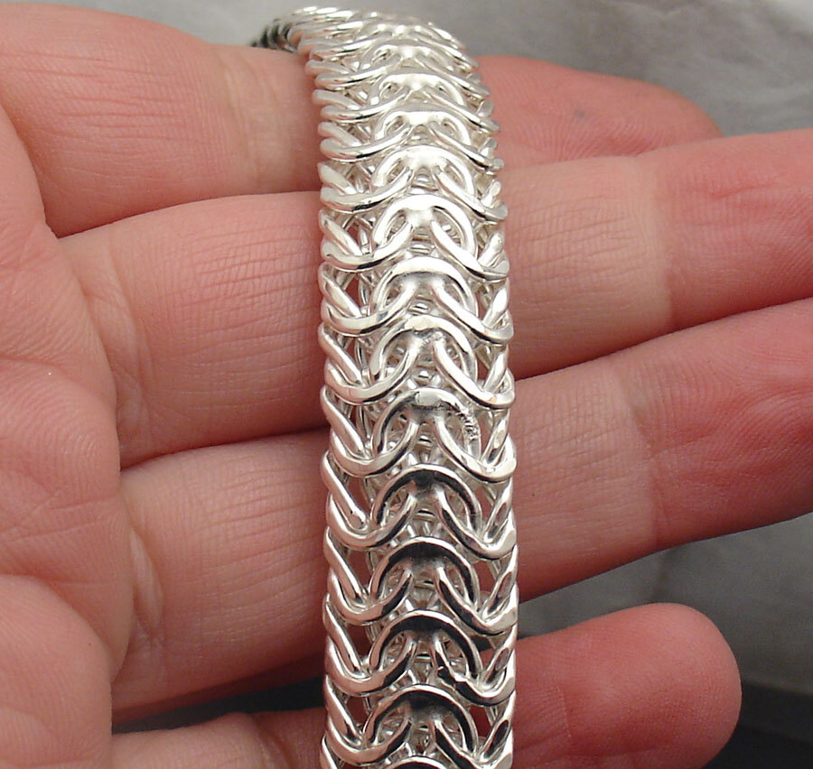 Bold Mirror Domed Byzantine Chain Necklace Real Sterling Silver QVC 18″ 20″