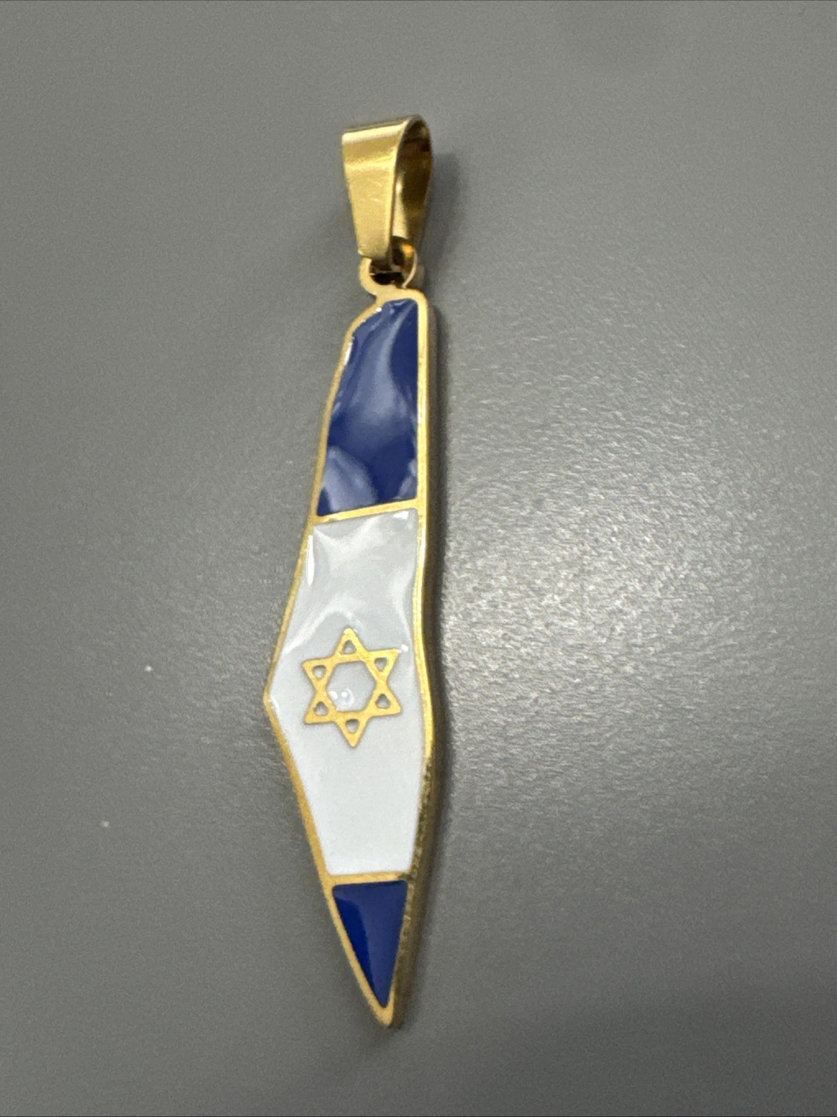 Map Of Israel Pendant Jewish Stainless Steel Gold Tone 18” Necklace Unisex