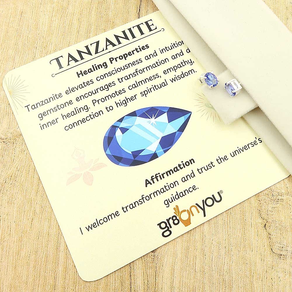 gr8onyou solid silver tanzanite stud earrings from earth | intricate