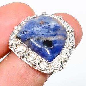 Natural Sodalite – Minas Gerais Gemstone 925 Silver Plated Ring s.7.5 TR508-17