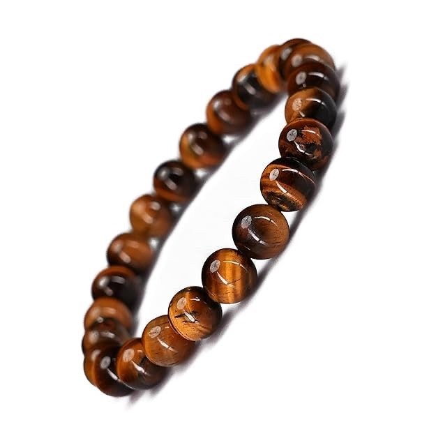 Natural Gemstone 8 mm Bracelet Men & Women Stretchable Crystal Beads – Tiger Eye