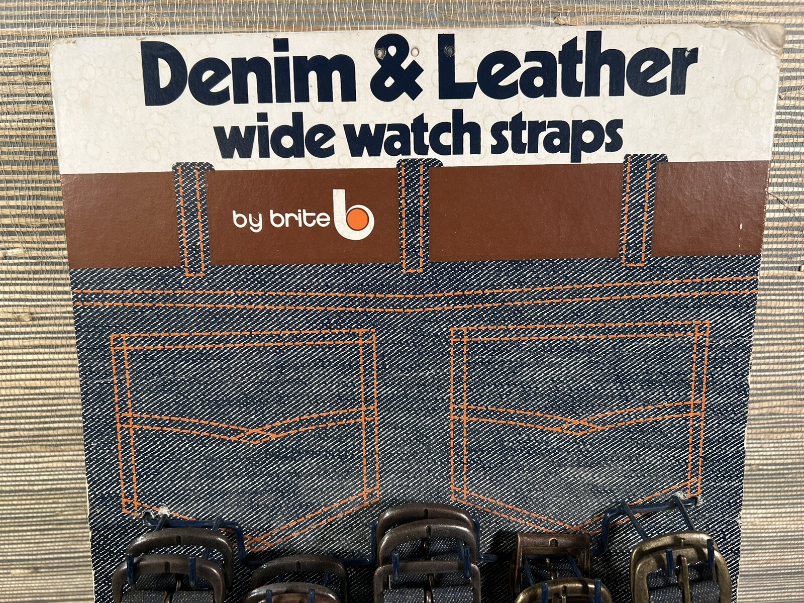 Vintage 1975 Brite Denim & Leather Wide Watch Straps Counter Top Display