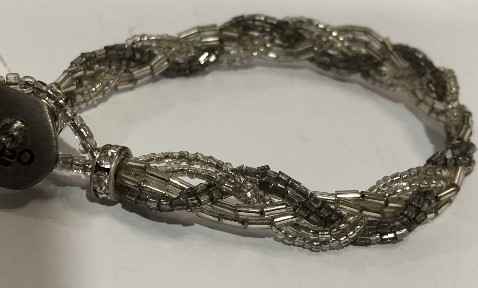 American Eagle Outfitters Bracelet Braided Clear/Silvery 6.75 in Length – NWT