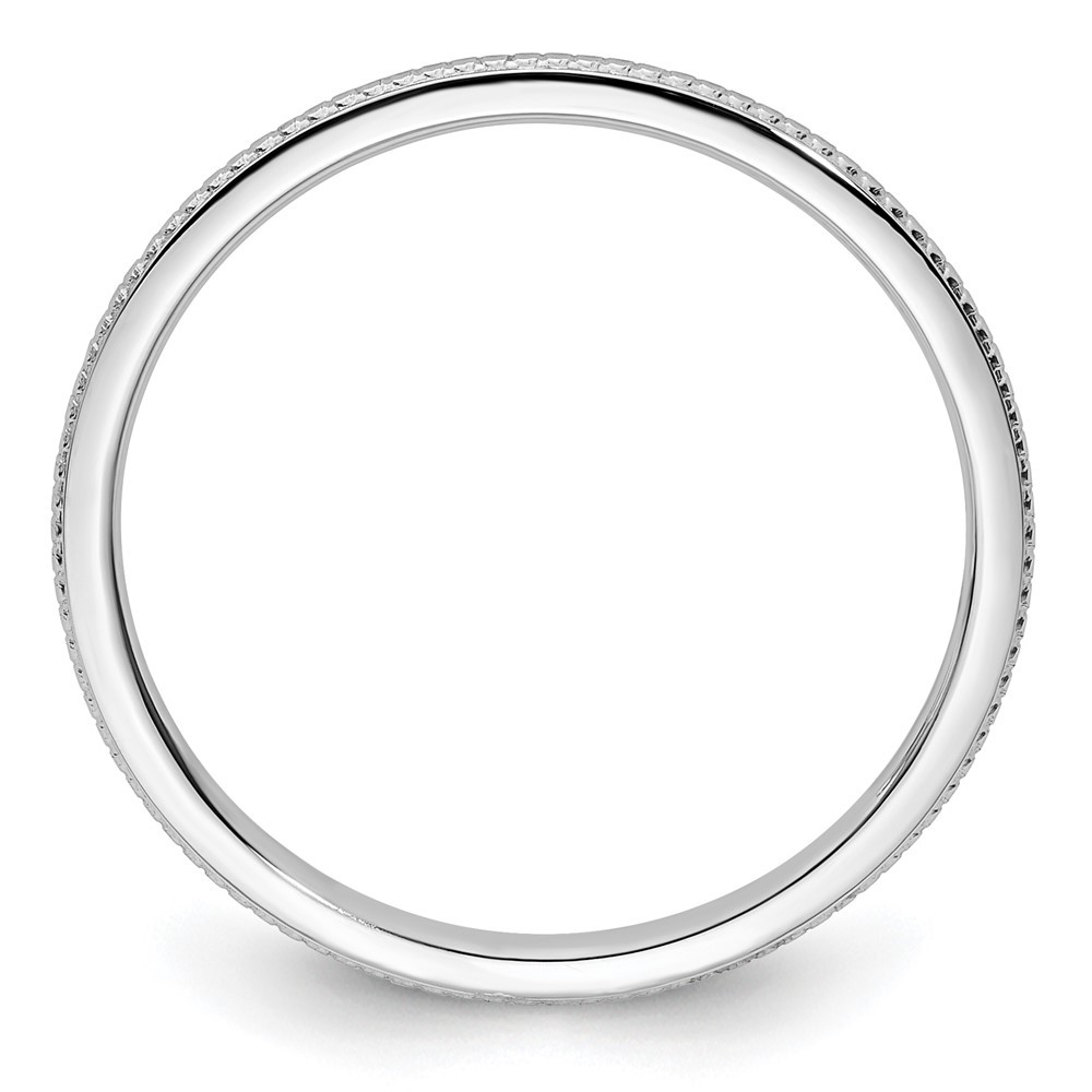 14K White Gold 1.2mm Beaded Stackable Wedding Band Ring Size 9.5