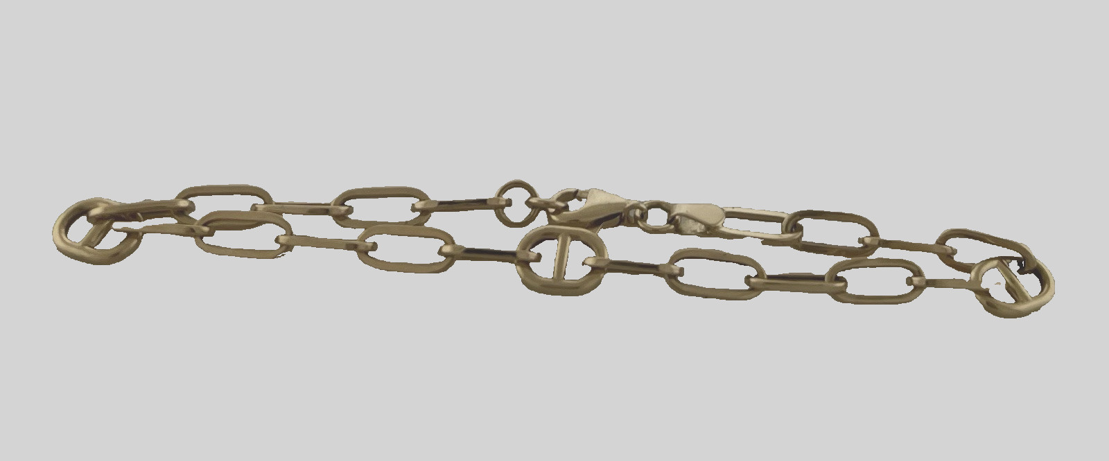 14k Yellow Gold Hollow Paperclip & Marina Link Women’s Bracelet