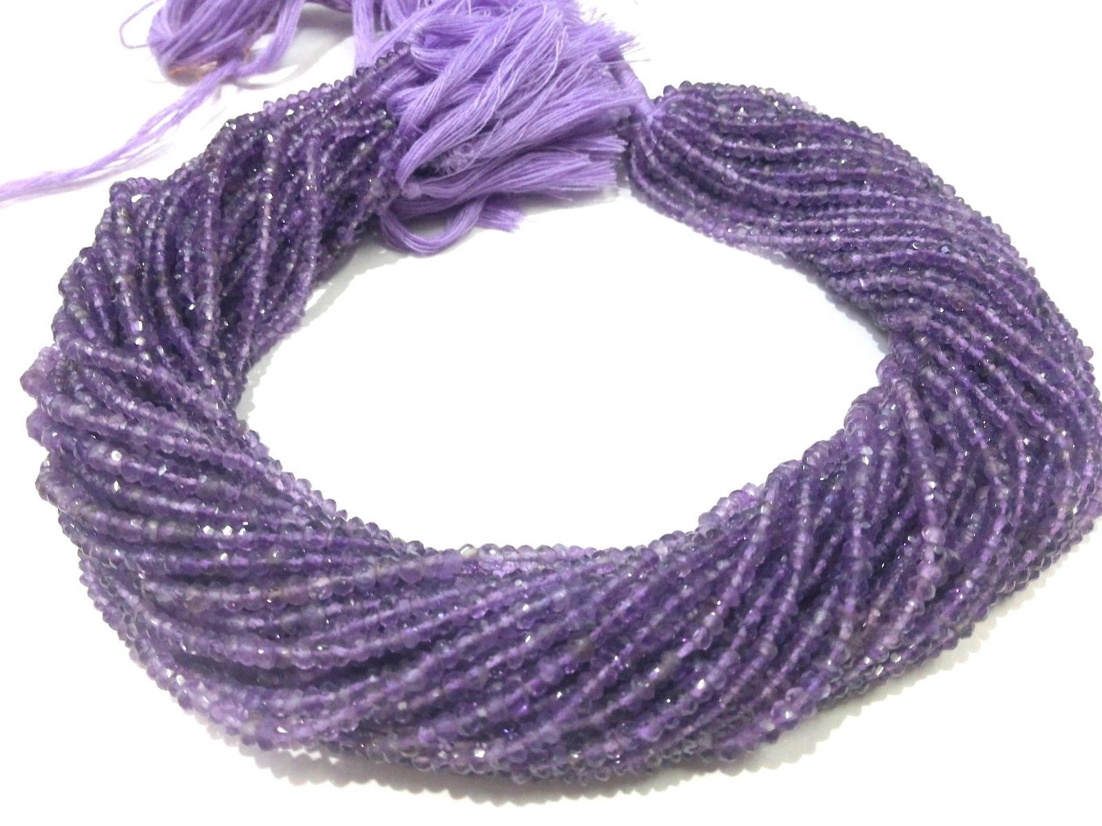 5-10 Strand Natural Purple Amethyst Rondelle Faceted 3-3.5mm Loose Beads 12″inch