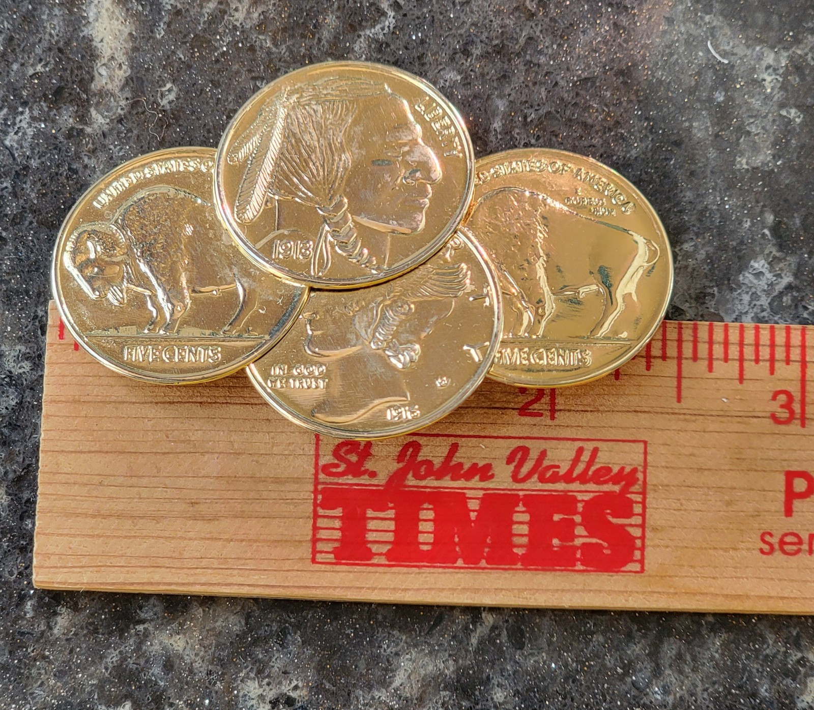 Vintage 1970’s Buffalo Nickel & Mercury Dime Pin Brooch Wartime Coins Gold Tone