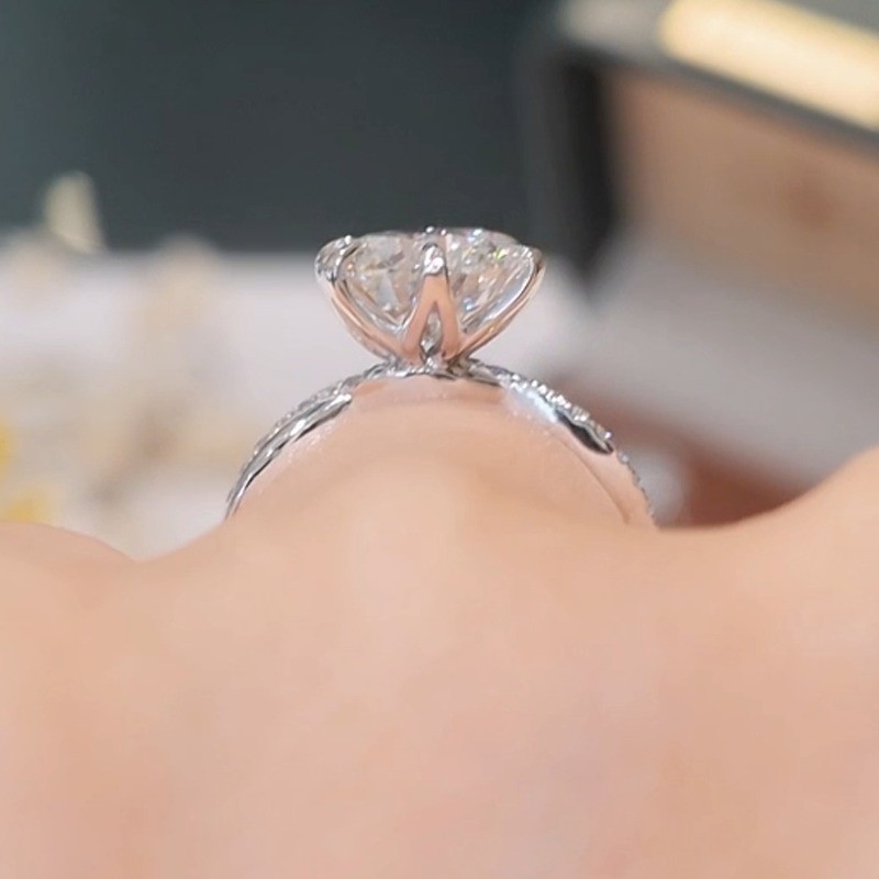 3.17CTW Round Cut Moissanite Twisted Band Engagement Ring 14K White Gold Plated