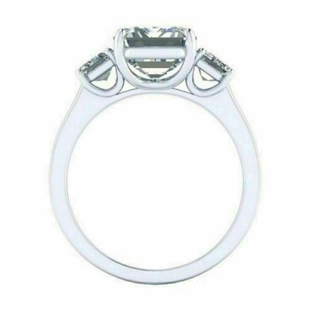 13 Ct Certified Emerald Shape Natural White Diamond Ring VVS1 White Gold Finish