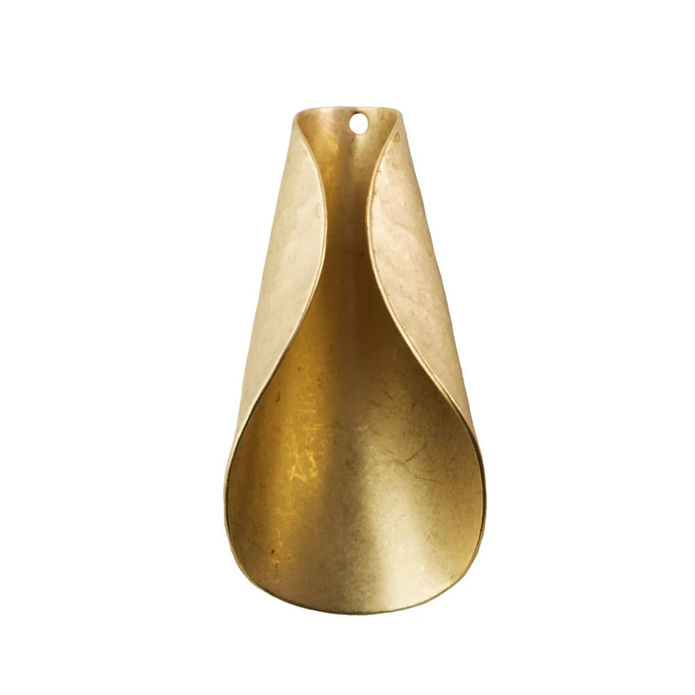 Raw Brass Hammered Cone Pendant or Bead Cap Large (4)