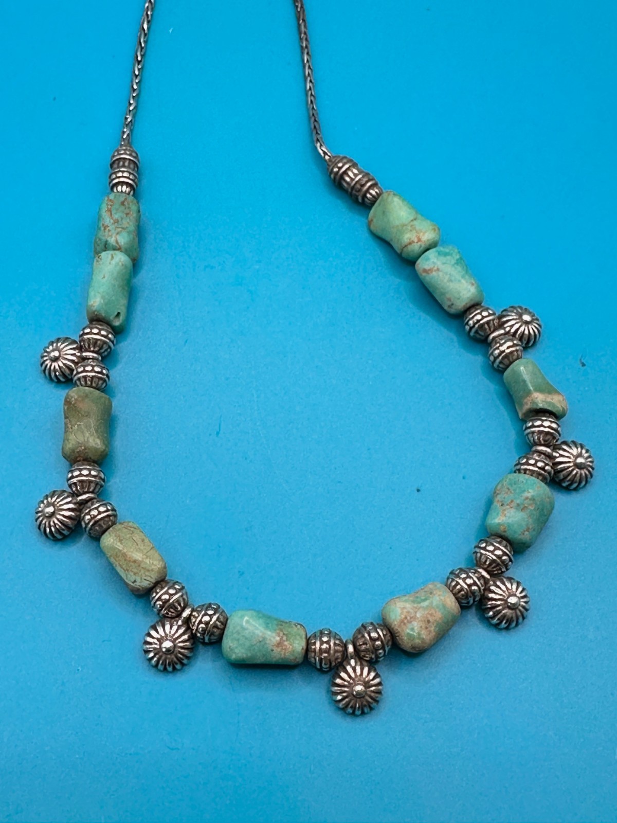 Brighton Vtg Necklace Turquoise Magnesite Stones Silver Tone Southwestern Signed