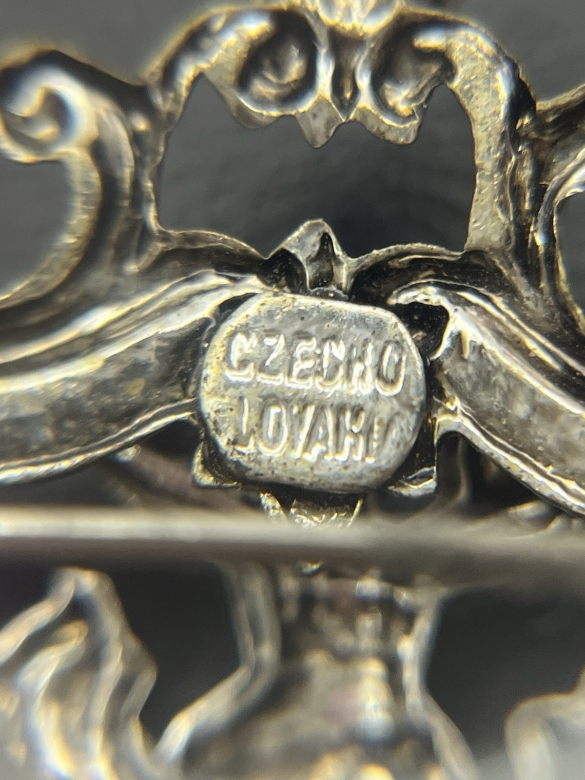 Coat of Arms Family Crest Colored Rhinestone CZECH SLOVAKIA Vintage Brooch pin