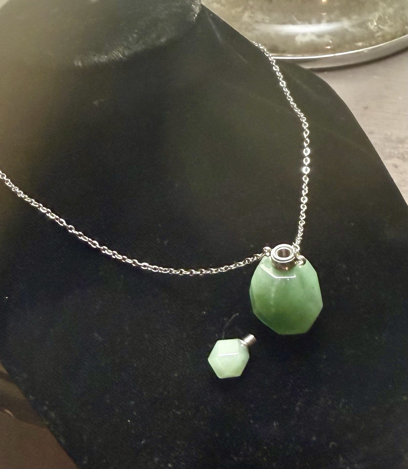 Green Aventurine Essential Oil Bottle Pendant Poison Potion Bottle Necklace
