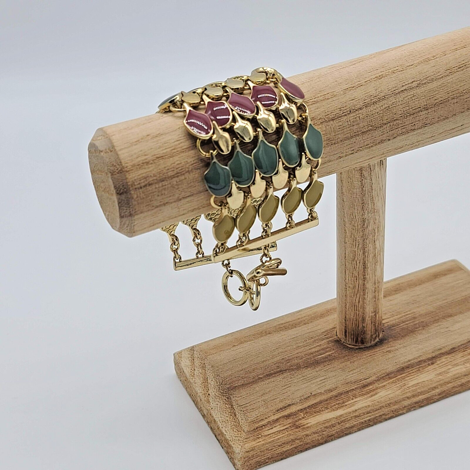 7 Charming Sisters “Status Update” Multicolor Enamel & Gold Toggle Bracelet