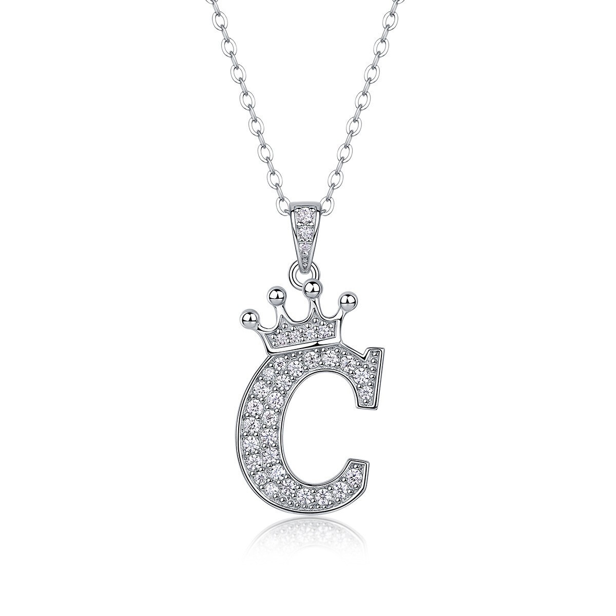 D Color Moissanite 26 Letter Pendant Necklace 925 Sterling Silver Pass Tester