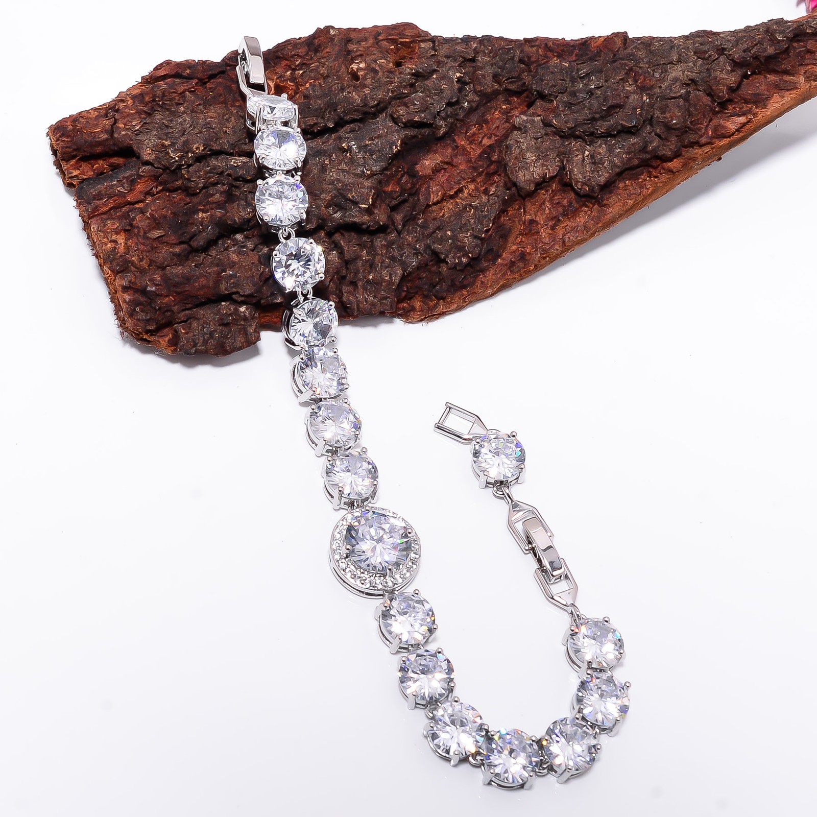White Topaz 925 Sterling Silver Adjustable Bracelet 7-8″ B132837, Gift for her