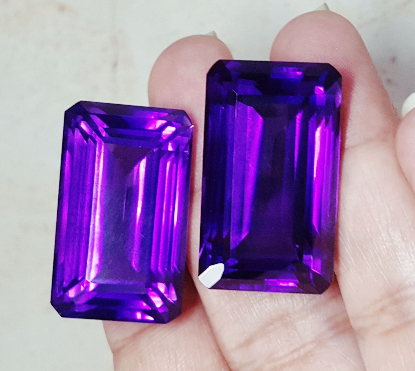 Loose Gems Natural Violet Amethyst Pair 100 Ct Untreated Certified Emerald G138