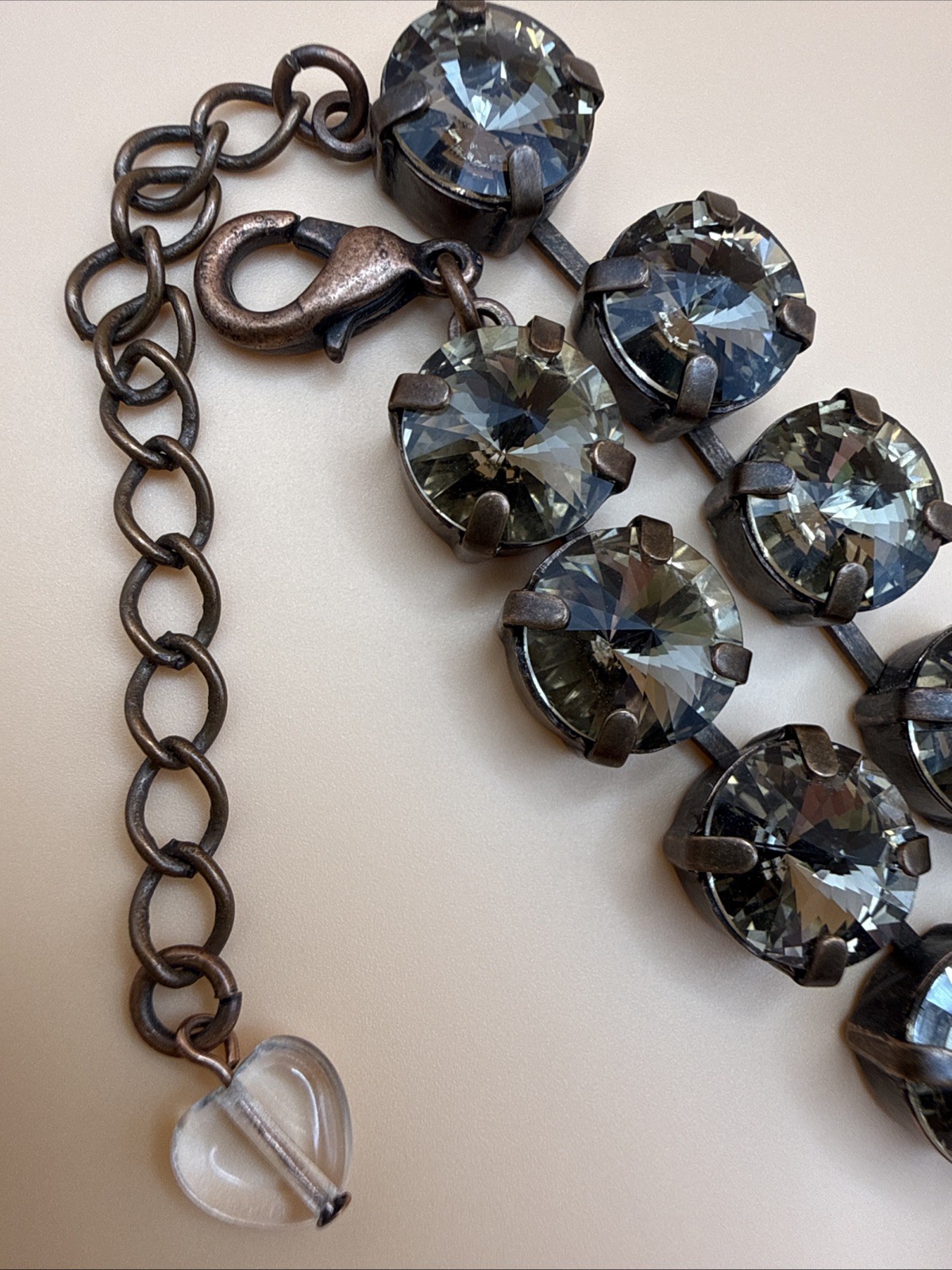 Sabika Choker Necklace Drop Earring Set Light Colorado Topaz Brown 10mm Crystal