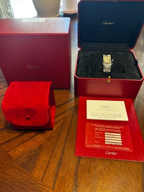 Women’s Cartier Tank Watch Stainless Steel Box and Papers
