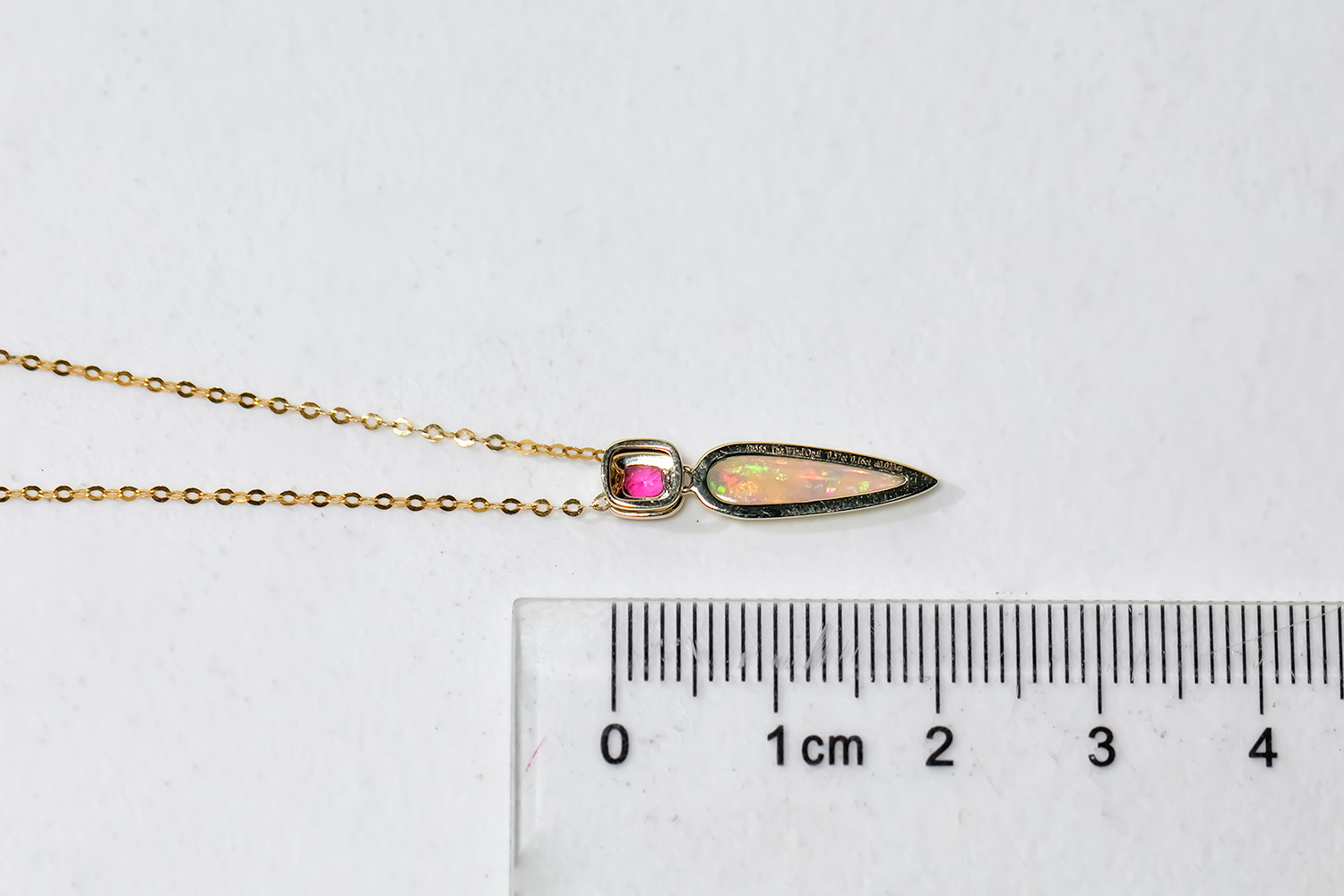 Pink Spinel & Australian Solid Opal Diamond Necklace in 14K Gold