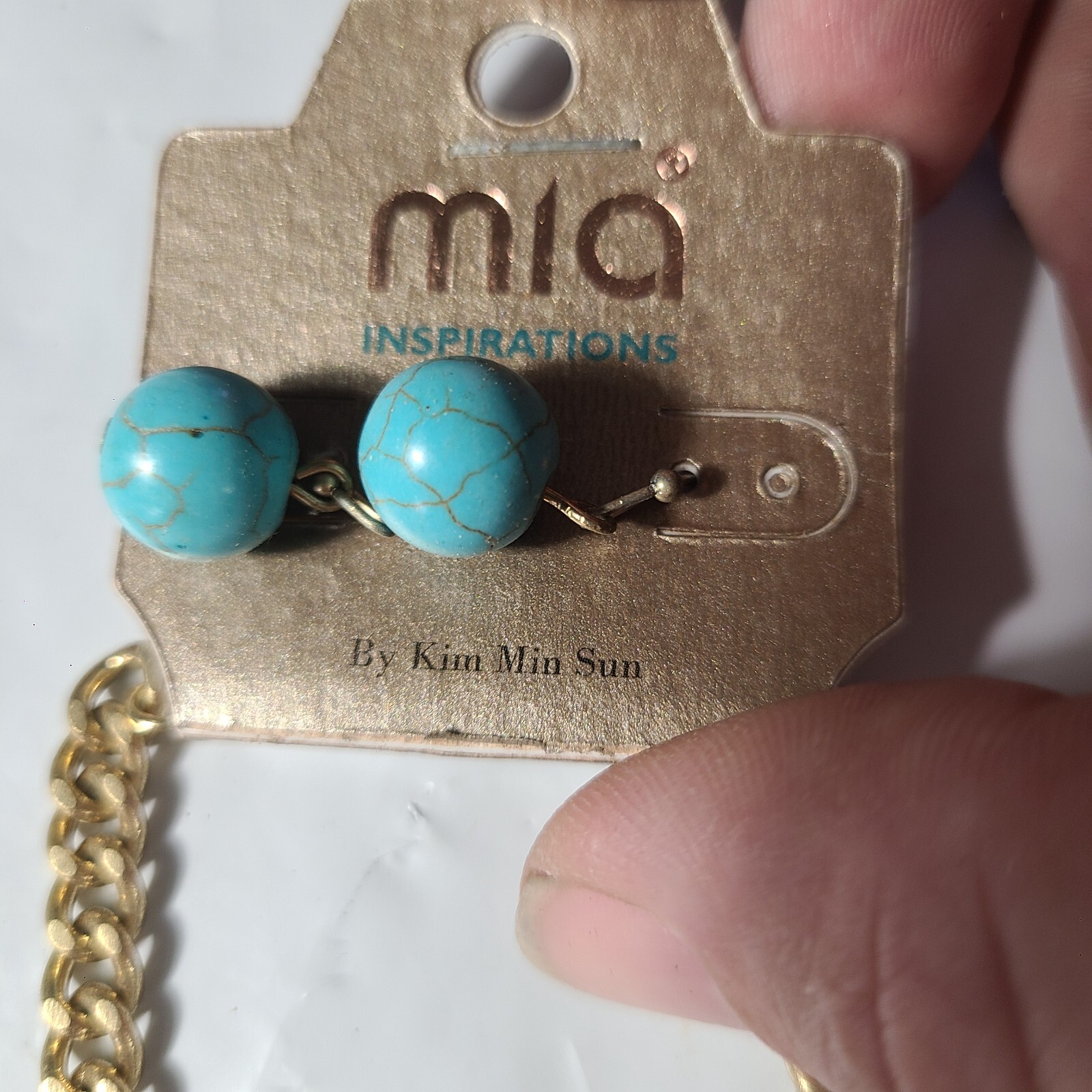 Mia Inspirations Kim Min Sun Turquoise 2 Crosses Pendant Necklace & Earring Set