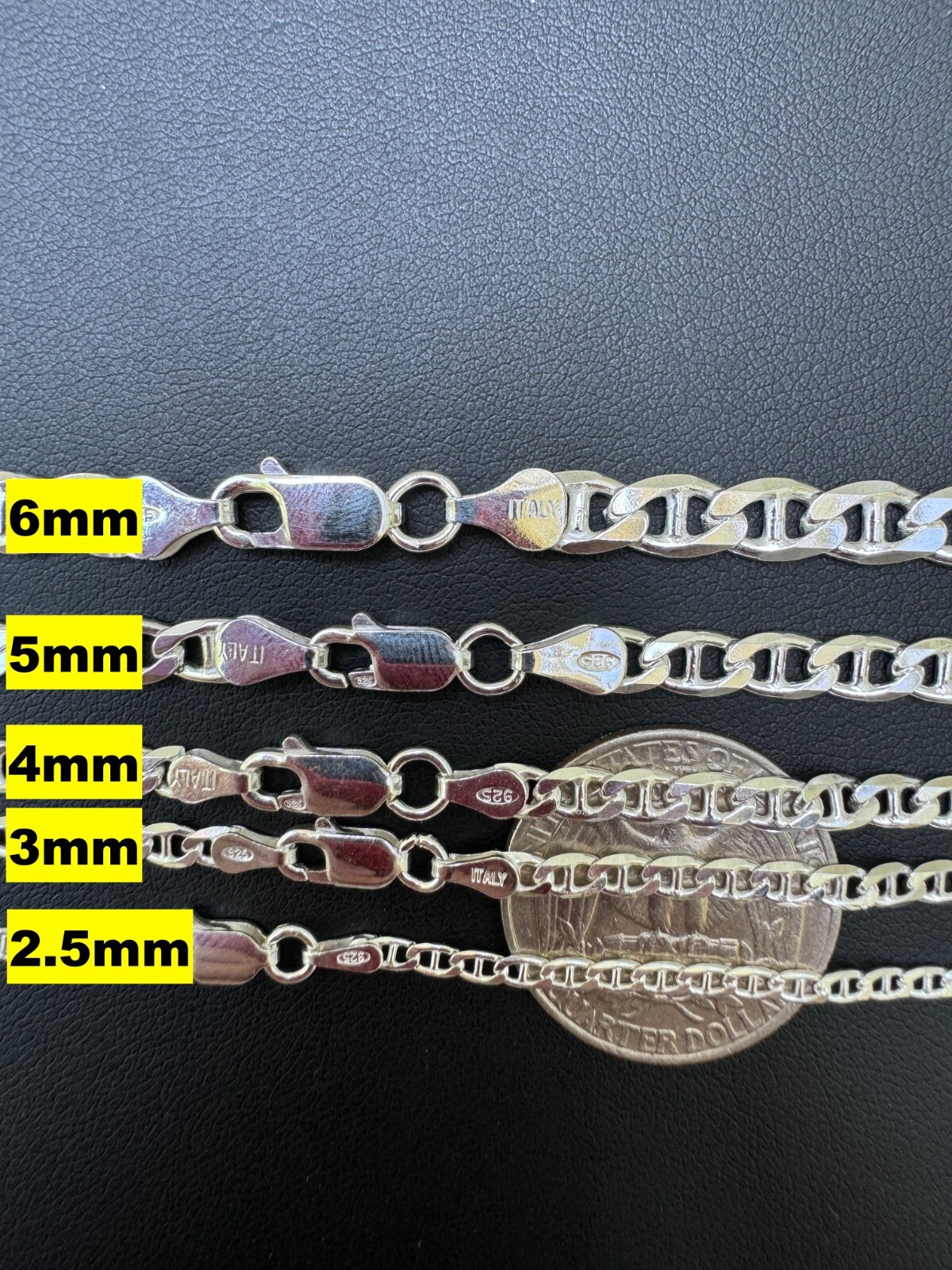 Real Solid 925 Sterling Silver Mariner Link Chain Or Bracelet ITALY 3-12mm Mens
