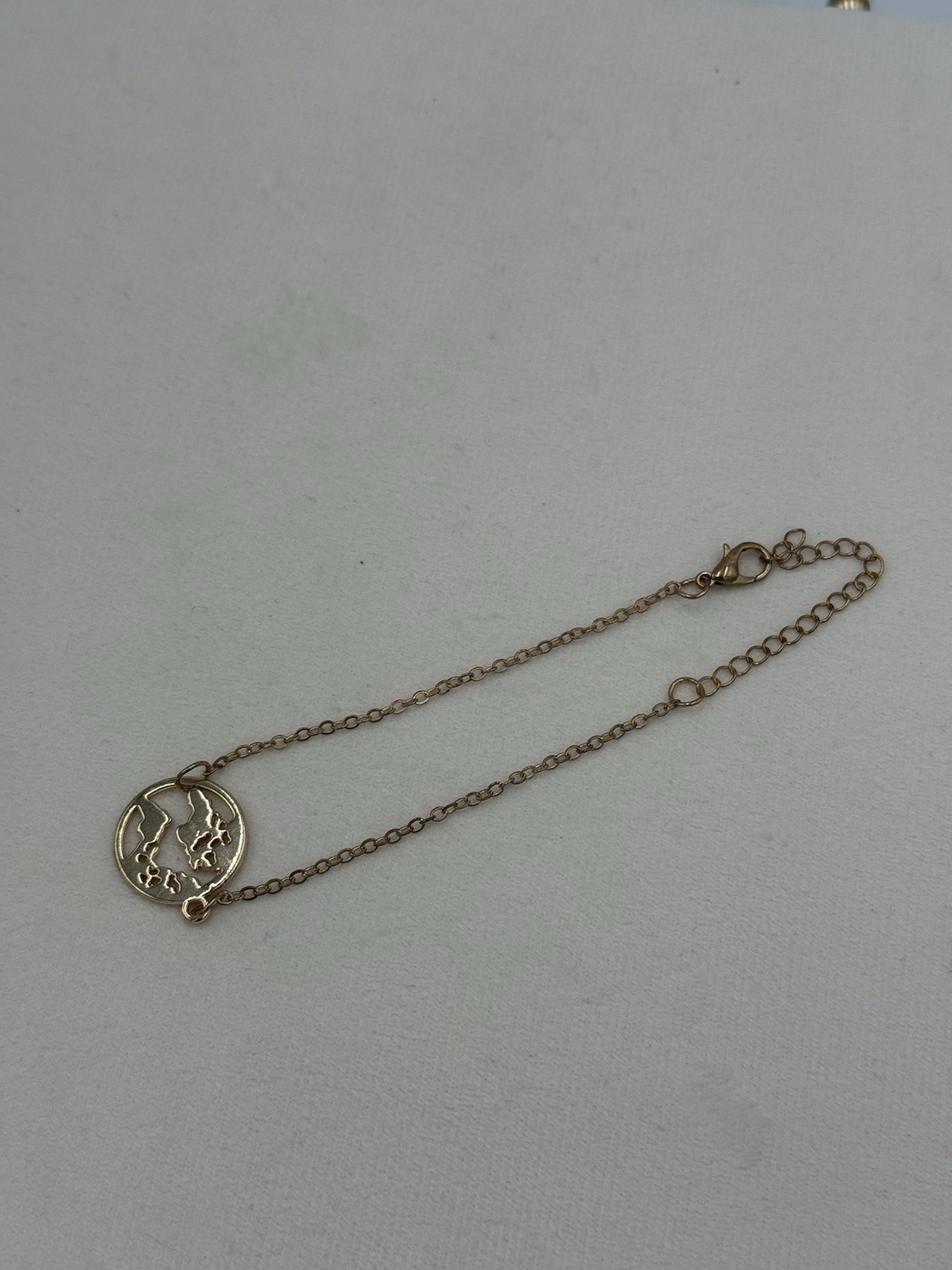 Goldtone World Map Chain Anklet / Bracelet