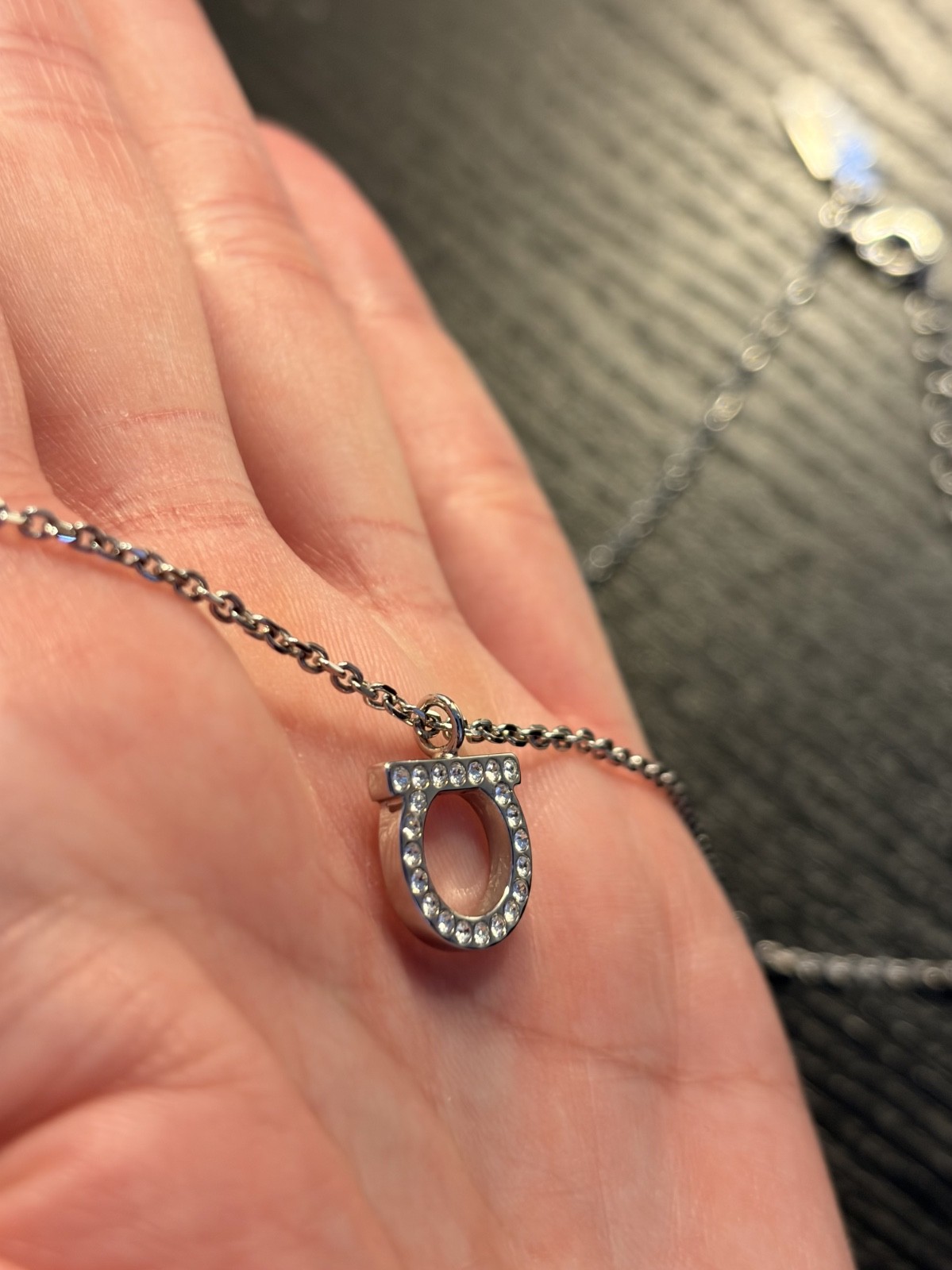 Ferragamo Necklace – Gancini Pendant Chain Silver – 100% Authentic