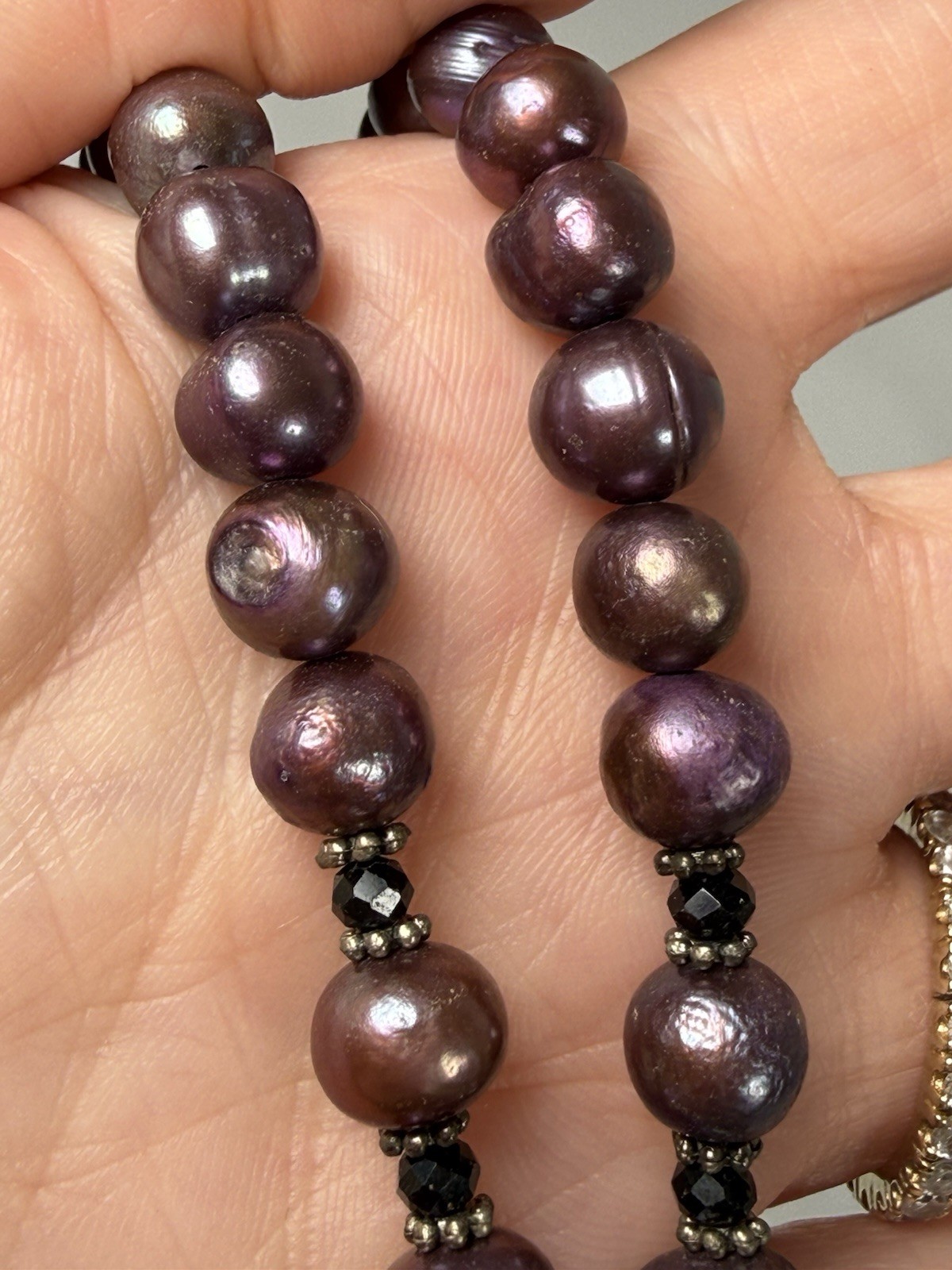 Vintage Carved Plum Blossom Agate Pendant Necklace Dyed Purple Freshwater Pearl