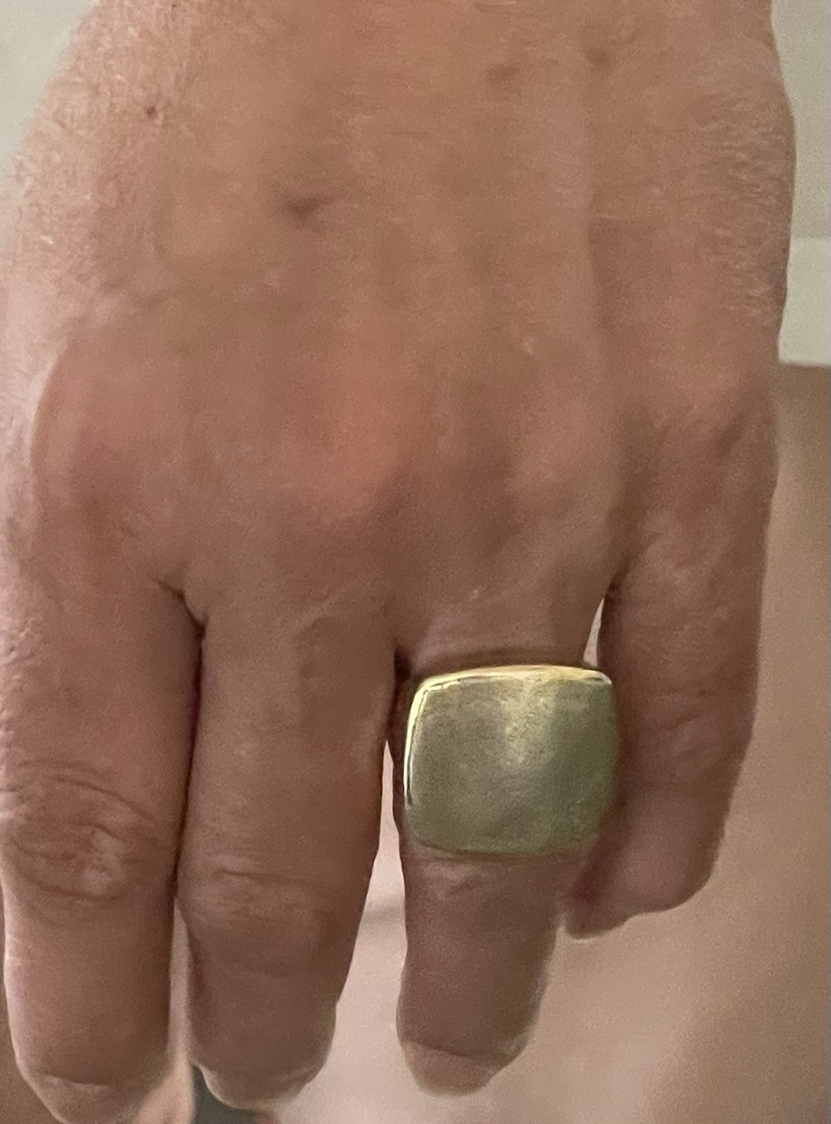 CHARLES GARNIER Collection Bold Goldtone Cushion Ring 925 PERU 18k Pld. Check Px