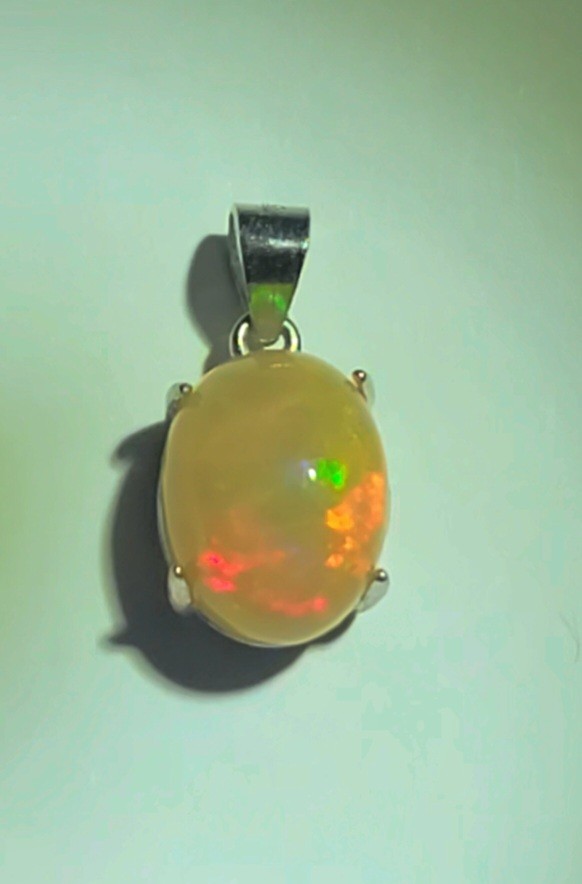 Ethiopian Honey Hue Fire Opal Natural 10X8/925 Sterling Silver (SEE DETAILS)